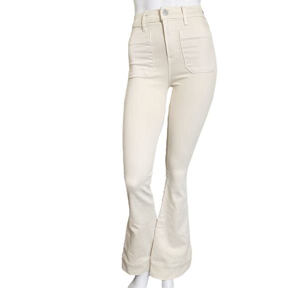 Veronica Beard | Women's Ecru Sheridan Flare High Rise Jeans | Size: 24 - Picture 1 of 8